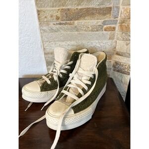 Converse All Star Unisex Fuzzy High Top Sneakers Shoes Size 4 US/ 36‎ EU Green